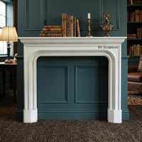 Cheminée sur mesure en marbre blanc sculpté à la main, style européen, pour villa intérieure, décoration de maison