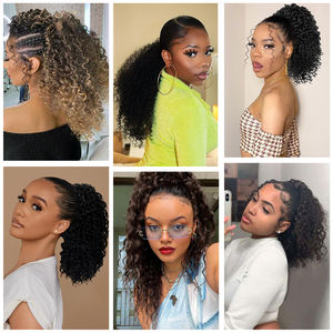 Extensión <span class=keywords><strong>de</strong></span> cola <span class=keywords><strong>de</strong></span> caballo rizada corta para mujer negra, cola <span class=keywords><strong>de</strong></span> caballo rizada <span class=keywords><strong>con</strong></span> cordón <span class=keywords><strong>con</strong></span> <span class=keywords><strong>dos</strong></span> Clips, cola <span class=keywords><strong>de</strong></span> caballo sintética <span class=keywords><strong>con</strong></span> cordón Afro - Product Image 6
