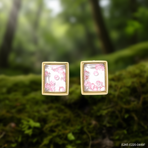 Pendientes de botón de aleación de zinc con engaste geométrico chapado en oro, modelo E295-E220-0449F, de estilo moderno - Product Image 3
