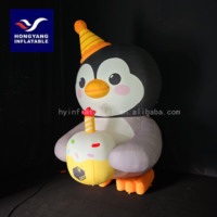 Vente en gros de pingouins gonflables pour anniversaire Décoration extérieure gonflable pour anniversaire avec lumière de couleur LED