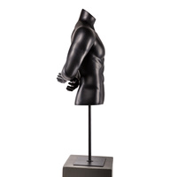Mannequin de Torse Masculin Sportif Musclé Noir avec Support