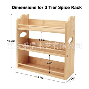 Estante de especias de madera de 3 niveles, organizador de encimera para almacenamiento en la cocina - Product Image 5