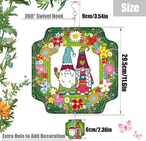 EnchGarden <b>Sweet</b> Gnome Wind Spinners 12 Inch 3D Stainless Steel 0.5mm Thick Hanging Kinetic Yard Art Wind Sculpture <b>Christmas</b> - Product Image 2
