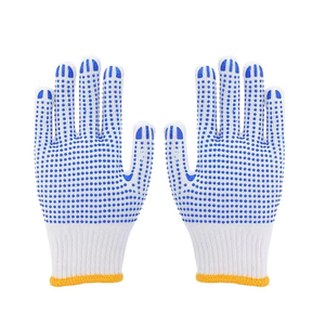 Venta al por mayor en stock: guantes punteados de PVC de un solo lado antideslizantes punteados azules baratos y de alta calidad, guantes de trabajo punteados. - Product Image 2