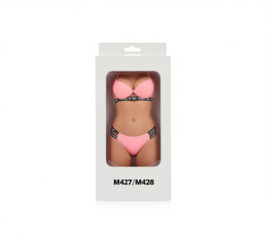 M427 M428 Set Bikini da Donna con Halter Incrociato e Slip Sgambato in Spandex Nylon, Tinta Unita, Vestibilità Regolare - Product Image 1