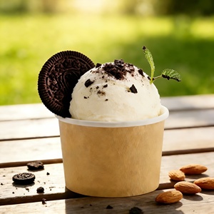 3-16oz Biodegradable Kraft <b>Paper</b> Insulated Ice Cream Take Away Containers Single Shape <b>Bowl</b>/Cup - Product Image 1
