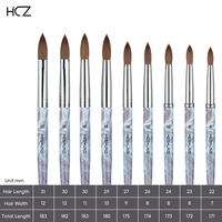 Fournisseur d'articles pour ongles : Ensemble de pinceaux à ongles en acrylique avec manche métallique, 100% poils de Kolinsky, tailles 6 à 22, pour extensions de salon