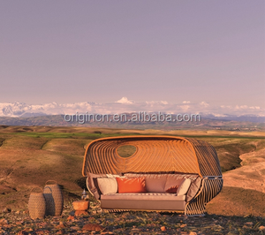 Chaises longues en rotin tressé avec auvent, style exotique, vent d'été, meubles de jardin, patio extérieur - Product Image 5