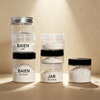 Frascos de cosméticos de perfil bajo de 10oz, botellas reciclables de lujo, tarro redondo para alimentos, embalaje vacío, tarro de crema de 50ml con tapa plateada
