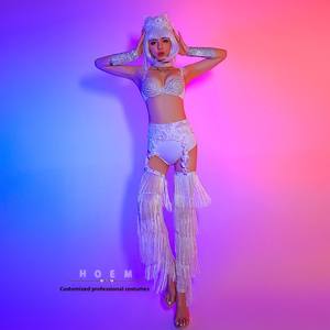 ชุดแสดงสำหรับผู้หญิง โพลีเอสเตอร์ 100% สำหรับการแสดงในบาร์ ดีเจ ไนต์คลับ ชุดเซ็กซี่สำหรับนักเต้นโกโก้ ทัวร์ ชุดนางฟ้าประดับพู่ ชุดนักเต้นนำทีมบนเวที ชุดดิจิทัล - Product Image 3