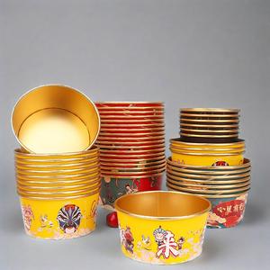 Bol en papier kraft jetable en feuille d'or avec couvercle Boîte ronde à emporter pour fast-food Bol à salade commercial Récipient alimentaire - Product Image 1