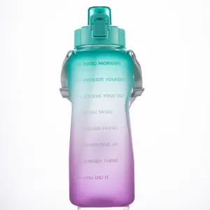 Leeko Botol Air Plastik 1 Liter, Botol Minum Plastik Motivasi Bpa Free 1000Ml dengan Sedotan