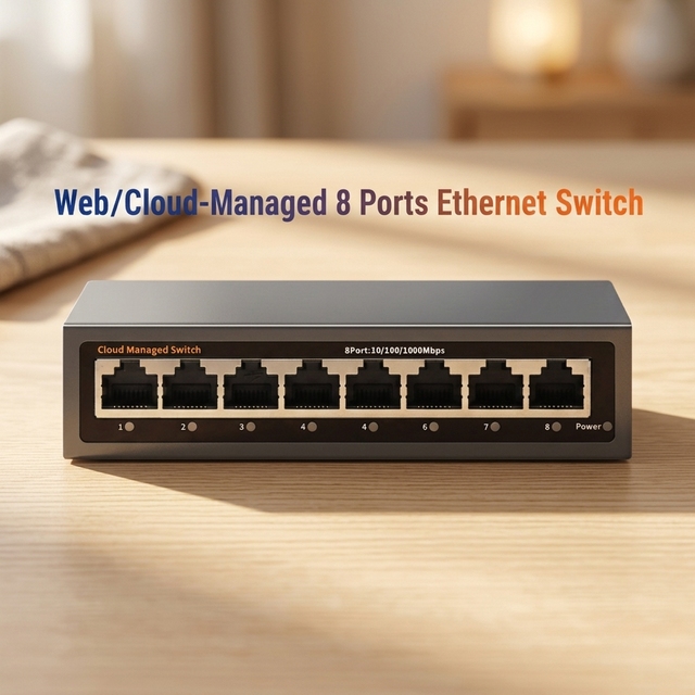 8 Port Gigabit Smart Managed Ethernet Switch with Web Cloud Management VLAN QoS PoE Optional for CCTV Security
