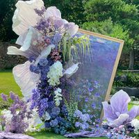Dekorasi Latar Belakang & Jendela Pernikahan Modern Mewah Berbahan Organza Lipit Motif Bunga, Grosir Dekorasi Latar Belakang Fotografi