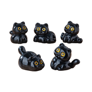 Resina in miniatura nero gatto all'ingrosso animali Mini figure giocattoli <span class=keywords><strong>fata</strong></span> giardino figurine 3d per bambini da collezione acquario decorazione - Product Image 1