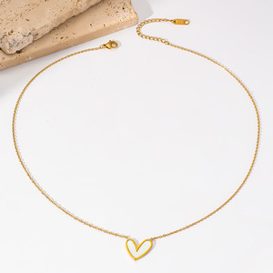 Stainless Steel Heart Necklace With Mother Of Pearl Pendant Clavicle Chain Fashion Jewelry Gift For Women - Product Image 4