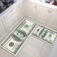 Tapis moderne en 3D dollar américain Design créatif de billets de banque Tapis de porte d'entrée résistant aux taches pour la cuisine Tapis de pied de salle de bain
