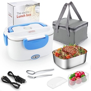 Boîte à lunch chauffante électrique portable en acier inoxydable, chauffe-aliments 110V 220V pour la maison et la voiture - Product Image 1