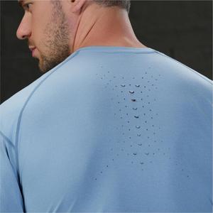 Manufacturer Fitness Tops Running Gym Muscle Fit Quick Dry Scale-like Laser Perforated Design Custom Active T Shirt for Men