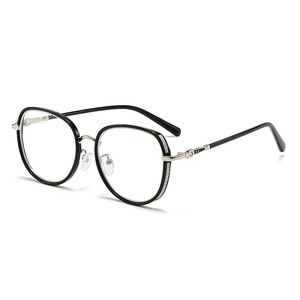 <span class=keywords><strong>Lunettes</strong></span> Rétro Européennes et Américaines Scintillantes Anti-Lumière Bleue pour Femmes, Monture Ovale Large Amincissante, Verres PC pour un Look Naturel - Product Image 2