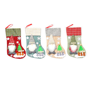 New <b>large</b> Christmas stockings, 3D Christmas linen stockings with a faceless old man <b>doll</b>, candy bag/gift bag - Product Image 5
