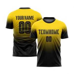 Camiseta de Fútbol Amarilla y Negra con Degradado, Manga Corta, Transpirable, de Secado Rápido, Uniforme Deportivo Ligero para Partidos - Product Image 1