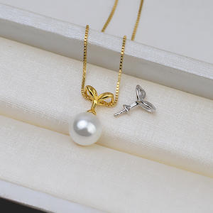 Cadena y Pendientes de Pentagrama de Plata S925, Accesorios para Manualidades, Soportes Vacíos para Perlas de Cabello de 7-13 mm, para Joyería Femenina, Modelo Tide 2813 - Product Image 3