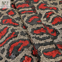 Tissu Nanyee Textile Fashion à broderie plate, motif léopard, 3 couleurs, paillettes, pour chaussures, pantoufles, mariage, 100% polyester