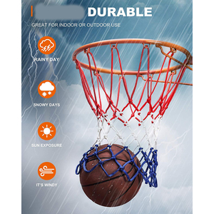 Filet de basket-ball robuste et résistant aux intempéries, anti-éclatement, pour terrain de sport, cour, aire de jeux, adapté aux utilisations en extérieur et en intérieur, pour paniers standard. - Product Image 2
