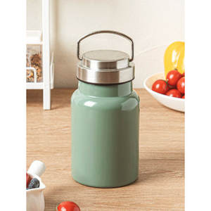 Recipiente de bambú con mango de alambre de acero inoxidable 304, almacenamiento de alimentos secos ecológico de 400ml para el hogar, cocina, niños, apropiado - Product Image 1