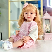 Muñeca de Simulación en Oferta, Muñeca Suave con Ojos Grandes, Cabello Rubio Largo, Linda y Bonita, Bebé Reborn de 55 cm para Niña, Regalo de Cumpleaños