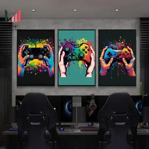 80s colorido Punk Neon Gamer Controller Cool Gaming Poster para arte de pared Esports juego lienzo pintura para la decoración de la habitación del hogar