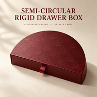 Boîte à tiroir semi-circulaire à étiquette privée, texture gaufrée, languette de traction, boîte cadeau rigide personnalisée