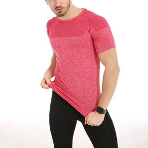Custom Men's Slim Fit Sporty T-Shirt Quick Drying Breathable High Elasticity Seamless <b>Knitted</b> <b>Tight</b> Clothes Print for Sports - Product Image 2