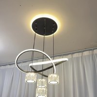 Lustre en cristal de luxe d'usine 85-265V 80W à trois couleurs, dimmable, avec télécommande, luminaire suspendu pour salle à manger 2026