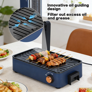 <b>Smokeless</b> Far-Infrared <b>BBQ</b> Grill, 1390W 3D Electric Indoor Grill with 360° Auto Rotating Non-Stick Plate, LCD Touch Control & Oi - Product Image 5