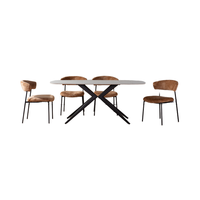Mobilier de salle à manger personnalisé moderne, léger, de luxe, sur pieds en céramique, en verre trempé