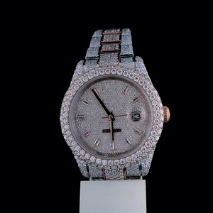 Cao theo yêu cầu Antique Iced out Watch vvs moissanite hai <span class=keywords><strong>tone</strong></span> trắng, Rose Gold Plated kim cương đồng hồ, Vòng moissanite - Product Image 6