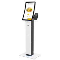 Kiosque de commande en libre-service à écran tactile incurvé de 23,6 pouces, lecteur de code-barres, reconnaissance faciale, SDK pour restaurant