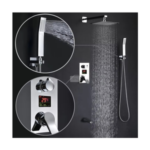 Brass <strong>Shower</strong> Set Chrome Rain <strong>Shower</strong> <strong>System</strong> with LED Celsius Temperature Display for Home Hotel - Product Image 1
