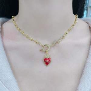 BD-L5383 <span class=keywords><strong>2026</strong></span> Collar con Diseño Único de Sagrado Corazón Rojo, Gargantilla para Mujer, Collar con Colgante de Cruz, Collar Chapado en Oro, Joyería - Product Image 5