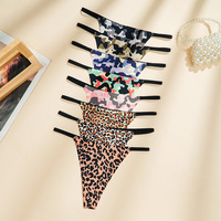 Celana Dalam Wanita Eropa Amerika Model T-back Rajut Seksi ODM Motif Leopard Berenda Bernapas Tak Terlihat Pinggang Rendah