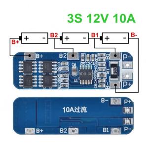 3S 12V 18650 10A BMS เครื่องชาร์จแบตเตอรี่ลิเธียมไอออน แผงวงจรป้องกันแบตเตอรี่ 10.8V 11.1V 12.6V แบตเตอรี่สีฟ้า - Product Image 3