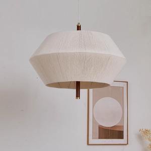 <span class=keywords><strong>Abat</strong></span>-<span class=keywords><strong>jour</strong></span> en <span class=keywords><strong>laine</strong></span> scandinave moderne en bois massif japonais minimaliste du milieu du siècle pour lustre en fil de coton tissé en treillis pour chambre à coucher - Product Image 2