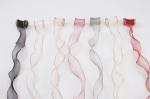 Ruban cadeau 40 mm en organza ondulé, <span class=keywords><strong>fil</strong></span> de soie enroulé, <span class=keywords><strong>fil</strong></span> de queue de poisson, bord doré, pour nœuds de boîte cadeau faits main, Saint-Valentin - Product Image 6