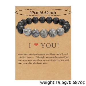 Natural Stone <b>Couple</b> <b>Bracelet</b> Heart Beaded Unisex Jewelry Valentine Gift - Product Image 4