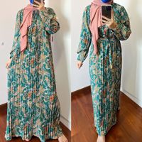 Abayas colorés 2023 vente en gros, nouvelle robe plissée du moyen-orient pour femmes musulmanes, robe islamique imprimée Abaya élégante, Offre Spéciale