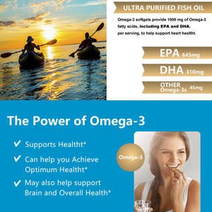 Omega 3 Minyak Ikan Kapsul softgel 1000mg mendukung <span class=keywords><strong>Brain</strong></span> Heart Health Richin DHA & EPA minyak ikan laut dalam suplemen gel lembut - Product Image 6