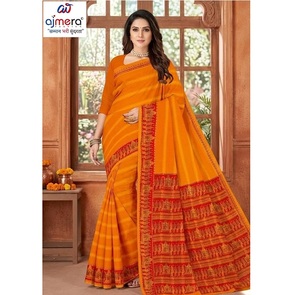 Sarees de Algodón Suti de Lujo para Mujer, Suaves, Cómodos, Elegantes, Diseño Clásico, Secado Rápido, Protección Solar, para Fiestas, Ajmera - Product Image 1