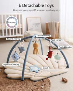 <span class=keywords><strong>Tapis</strong></span> d'éveil pour bébé en forme de coquille, <span class=keywords><strong>tapis</strong></span> de jeu doux et rembourré, jouets suspendus interactifs, tissu non toxique pour le temps passé sur le ventre du nouveau-né, pliable - Product Image 4